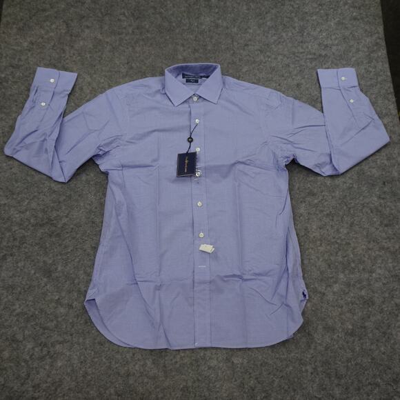 Polo Ralph Lauren Button Up‎ Shirt Mens 16 40 41 Blue White Regent Fit Dress D - Picture 1 of 13